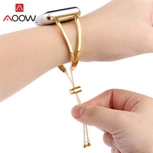 Stainless Steel Bracelet for Apple Watch 38mm 42mm Luxury Jewelry Rose Gold Women
