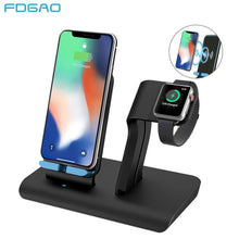Load image into Gallery viewer, Fdgao 2 in 1 Qi Wireless Charger for iPhone, Apple Watch &amp; Samsung S9 S8