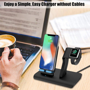 Fdgao 2 in 1 Qi Wireless Charger for iPhone, Apple Watch & Samsung S9 S8